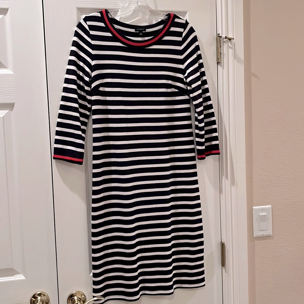 Classic Nautical Cotton Knit 3/4 sleeve dress